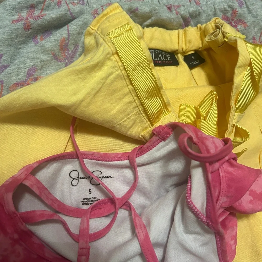 Carter's Disney Justice Girls Summer Bundle 4T 5T Blue Yellow Pink 7pc Swimsuit
